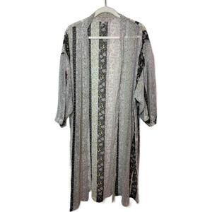 Loft Womens Sz S/XS Striped Floral Sheer Kimono Duster (1722)